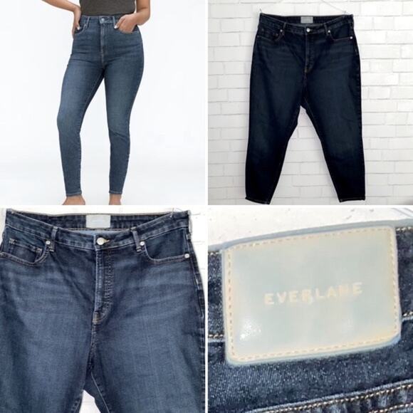Everlane The Curvy Stretch High-Rise Skinny Crop Jean Size 35 EUC DK Blue - Picture 1 of 13